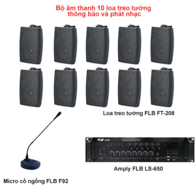 Bộ âm thanh 10 loa treo tường thông báo và phát nhạc