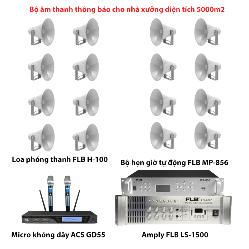 Bộ dàn âm thanh thông báo cho nhà xưởng diện tích 5000m2