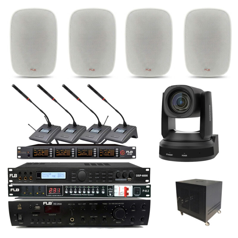 Bộ Âm Thanh Phòng Họp Trực Tuyến 4 Micro Cổ Ngỗng