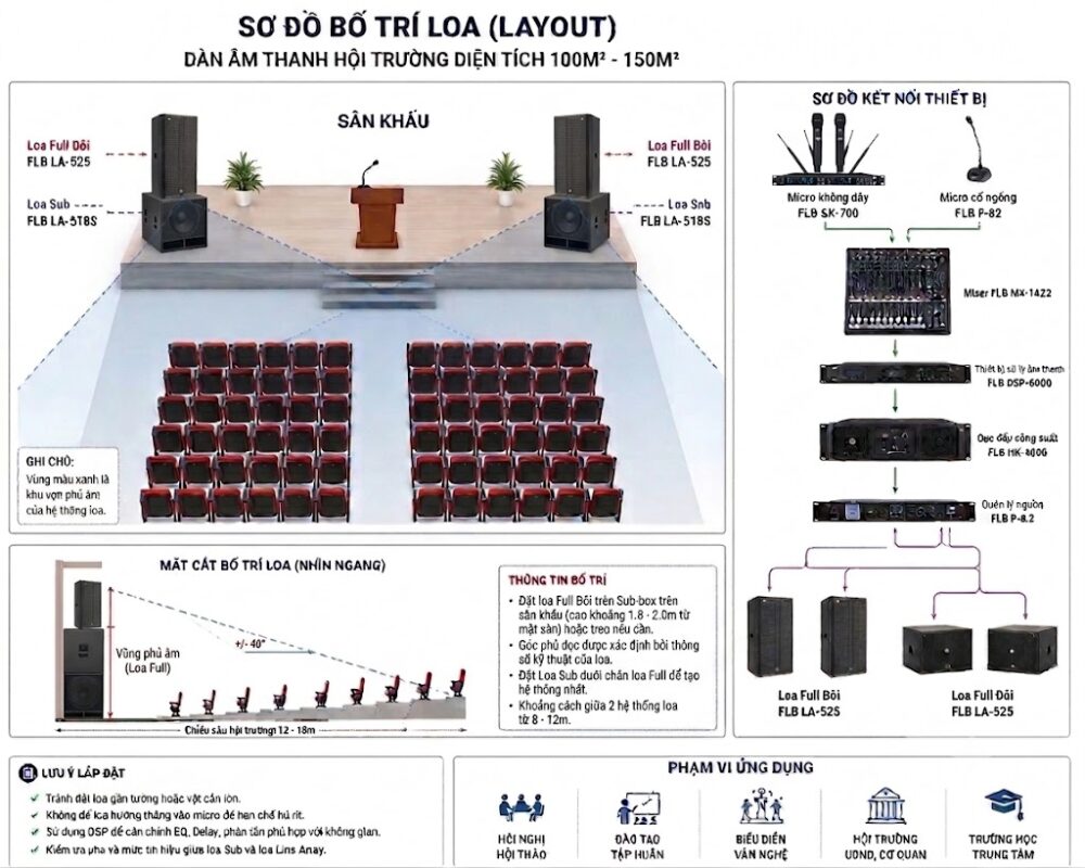 Layout Hội Trường Diện Tích 100m2 đến 150m2